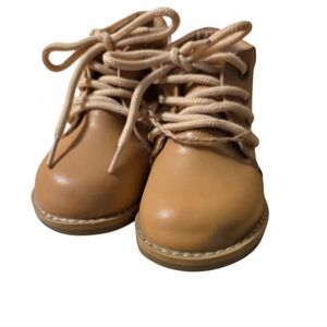 Sweet Honey  Girls Tan Leather Lace-Up Ankle Booties  -Toddler 5